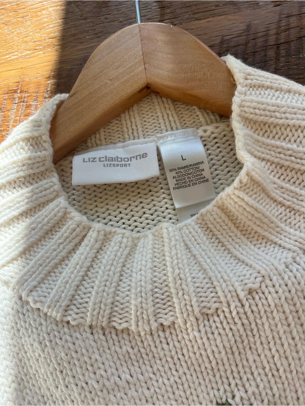 Rare Liz Claiborne LizSport Natural Fiber Embroidered Christmas Tree Sweater - Picture 3 of 8